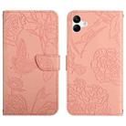For Samsung Galaxy A07 5G Skin Feel Butterfly Embossed Flip Leather Phone Case(Pink) - 1