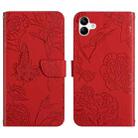 For Samsung Galaxy A07 5G Skin Feel Butterfly Embossed Flip Leather Phone Case(Red) - 1