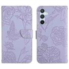 For Samsung Galaxy A17 5G Skin Feel Butterfly Embossed Flip Leather Phone Case(Purple) - 1
