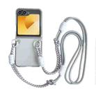 For Samsung Galaxy Z Flip6 TPU Macaron Hinge Phone Case with 3 in 1 Crossbody Rope(Silver) - 1