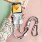 For Samsung Galaxy Z Flip6 TPU Macaron Hinge Phone Case with 3 in 1 Crossbody Rope(Silver) - 3