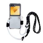 For Samsung Galaxy Z Flip5 TPU Macaron Hinge Phone Case with 3 in 1 Crossbody Rope(Black) - 1