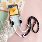 For Samsung Galaxy Z Flip5 TPU Macaron Hinge Phone Case with 3 in 1 Crossbody Rope(Black) - 3