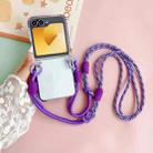 For Samsung Galaxy Z Flip5 TPU Macaron Hinge Phone Case with 3 in 1 Crossbody Rope(Purple) - 3