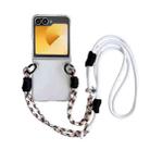 For Samsung Galaxy Z Flip5 TPU Macaron Hinge Phone Case with 3 in 1 Crossbody Rope(White) - 1