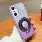 For Infinix Hot 20 Play Plated Gradient Glitter Round Holder TPU Phone Case(Purple) - 1