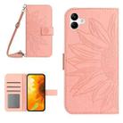 For Samsung Galaxy A06 4G Skin Feel Sun Flower Embossed Flip Leather Phone Case with Lanyard(Pink) - 1