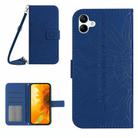 For Samsung Galaxy A06 5G Skin Feel Sun Flower Embossed Flip Leather Phone Case with Lanyard(Dark Blue) - 1