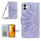 For Samsung Galaxy A07 5G Skin Feel Sun Flower Embossed Flip Leather Phone Case with Lanyard(Purple) - 1
