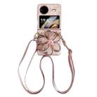 For vivo X Flip Colorful Woven Pattern 3D Yarn Flower Phone Case with Lanyard(Pink) - 1