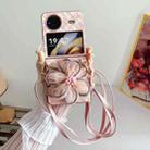 For vivo X Flip Colorful Woven Pattern 3D Yarn Flower Phone Case with Lanyard(Pink) - 2