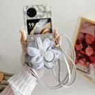 For vivo X Flip Colorful Woven Pattern 3D Yarn Flower Phone Case with Lanyard(White) - 2