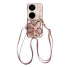 For Huawei Pocket 2 Colorful Woven Pattern 3D Yarn Flower Phone Case with Lanyard(Pink) - 1