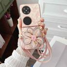 For Huawei Pocket 2 Colorful Woven Pattern 3D Yarn Flower Phone Case with Lanyard(Pink) - 2