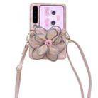 For Huawei Pura X Colorful Woven Pattern 3D Yarn Flower Phone Case with Lanyard(Pink) - 1