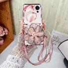 For Honor Magic V Flip Colorful Woven Pattern 3D Yarn Flower Phone Case with Lanyard(Pink) - 2