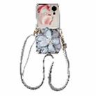 For Honor Magic V Flip Colorful Woven Pattern 3D Yarn Flower Phone Case with Lanyard(White) - 1