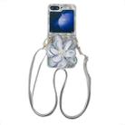 For Samsung Galaxy Z Flip5 Colorful Woven Pattern 3D Yarn Flower Phone Case with Lanyard(White) - 1