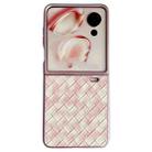 For Honor Magic V Flip Colorful Woven Pattern Full Coverage Phone Case(Pink) - 1