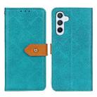 For Samsung Galaxy M35 5G European Floral Embossed Leather Phone Case(Blue) - 1