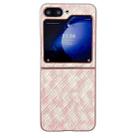 For Samsung Galaxy Z Flip5 Colorful Woven Pattern Full Coverage Phone Case(Pink) - 1