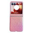 For Motorola Razr 50 Geometry Gradient Color Leather Texture Full Coverage Phone Case(Pink) - 1