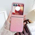 For Motorola Razr 50 Geometry Gradient Color Leather Texture Full Coverage Phone Case(Pink) - 2