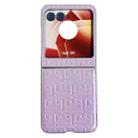 For Motorola Razr 50 Geometry Gradient Color Leather Texture Full Coverage Phone Case(Purple) - 1