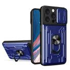 For iPhone 16 Pro Max Sliding Camshield TPU+PC Phone Case with Card Slot(Blue) - 1