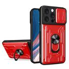 For iPhone 16 Pro Max Sliding Camshield TPU+PC Phone Case with Card Slot(Red) - 1