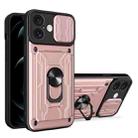 For iPhone 16 Plus Sliding Camshield TPU+PC Phone Case with Card Slot(Rose Gold) - 1