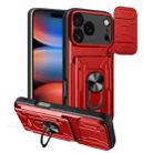 For iPhone 17 Pro Sliding Camshield TPU+PC Phone Case with Card Slot(Red) - 1