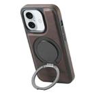 For iPhone 16 Plus Denior A14 Skin Feel Rotating Holder MagSafe Phone Case(Brown) - 1