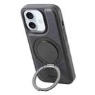 For iPhone 16 Plus Denior A14 Skin Feel Rotating Holder MagSafe Phone Case(Black) - 1