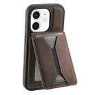 For iPhone 12 / 12 Pro Denior D18 Skin Feel Rotating Holder MagSafe Detachable Card Slot Phone Case(Brown) - 1