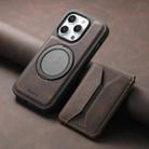 For iPhone 12 / 12 Pro Denior D18 Skin Feel Rotating Holder MagSafe Detachable Card Slot Phone Case(Brown) - 2