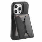 For iPhone 12 Pro Max Denior D18 Skin Feel Rotating Holder MagSafe Detachable Card Slot Phone Case(Black) - 1