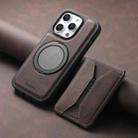 For iPhone 13 Pro Denior D18 Skin Feel Rotating Holder MagSafe Detachable Card Slot Phone Case(Brown) - 2