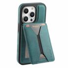 For iPhone 14 Pro Denior D18 Skin Feel Rotating Holder MagSafe Detachable Card Slot Phone Case(Blue) - 1