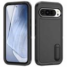 For Google Pixel 9 Pro Rugged PC + Silicone Phone Case with Holder(Black) - 1