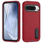 For Google Pixel 9 Pro Rugged PC + Silicone Phone Case with Holder(Red+Black) - 1