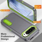 For Google Pixel 9 Pro Rugged PC + Silicone Phone Case with Holder(Grey+Fresh Green) - 3