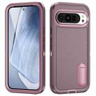 For Google Pixel 9 Pro Rugged PC + Silicone Phone Case with Holder(Purple+Pink) - 1