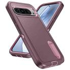 For Google Pixel 9 Pro Rugged PC + Silicone Phone Case with Holder(Purple+Pink) - 2