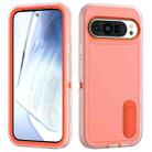 For Google Pixel 9 Rugged PC + Silicone Phone Case with Holder(Transparent+Orange) - 1