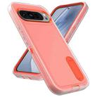 For Google Pixel 9 Rugged PC + Silicone Phone Case with Holder(Transparent+Orange) - 2