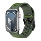 For Apple Watch Series 9 45mm Meteorite Two-color Silicone Watch Band(Army Green) - 1