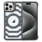 For iPhone 15 Pro Borderless Carbon Fiber Lens Protection Bracket MagSafe Phone Case(Grey) - 1