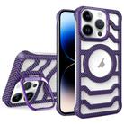 For iPhone 14 Pro Borderless Carbon Fiber Lens Protection Bracket MagSafe Phone Case(Purple) - 1