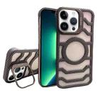 For iPhone 13 Pro Max Borderless Carbon Fiber Lens Protection Bracket MagSafe Phone Case(Gold) - 1